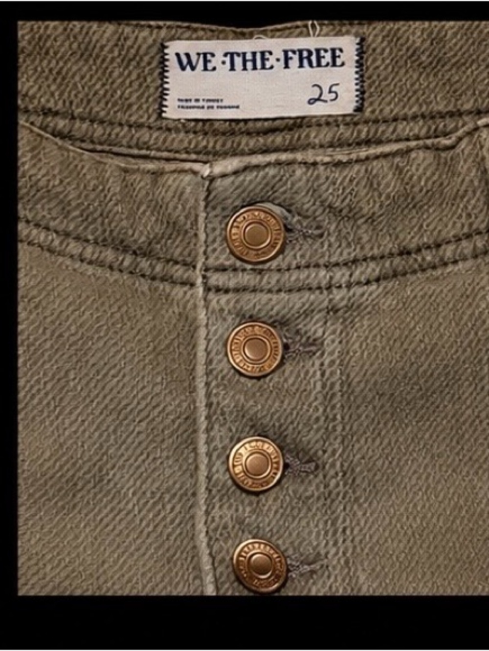 We The Free Olive Button-Fly High-Rise. Barrel Jeans